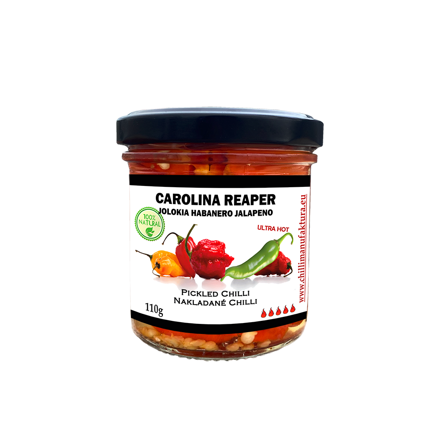 Nakladané chilli Carolina Reaper, Jolokia, Jalapeno