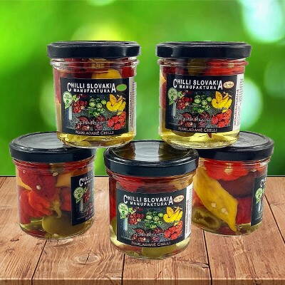 Nakladané chilli Carolina Reaper, Jolokia, Jalapeno